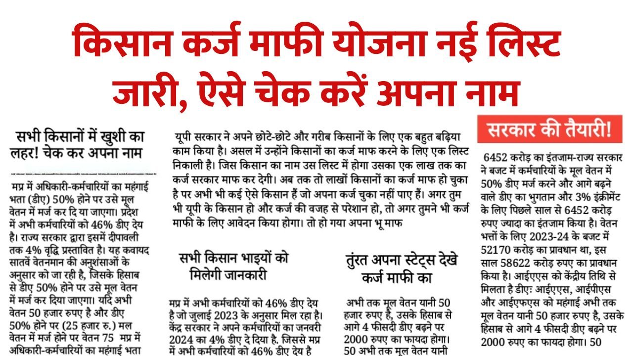 Kisan Karj Mafi List