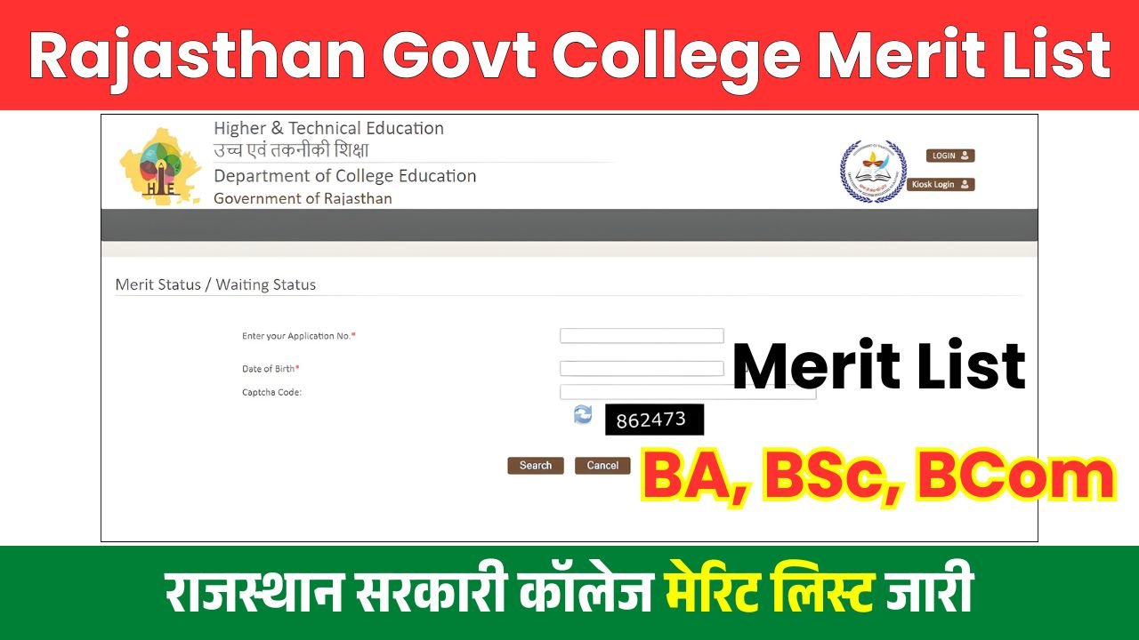 Rajasthan Govt College Merit List 2025