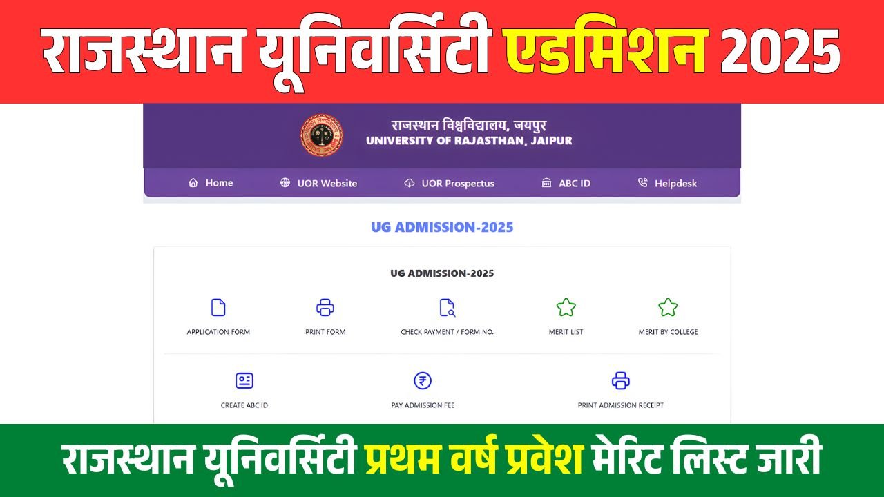 Rajasthan University 1st Year Admission Merit List